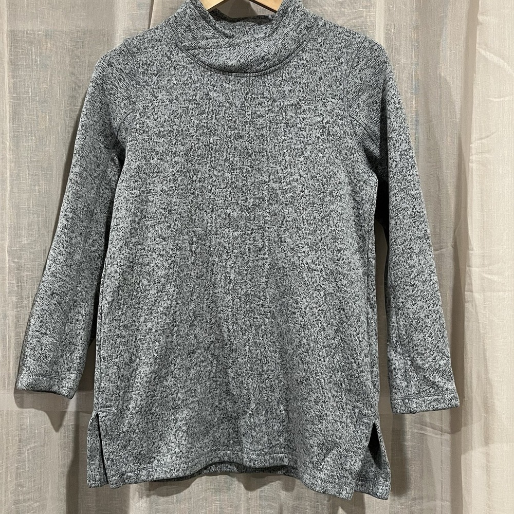 Womens Lands End Sport Gray Tunic Sweatshirt With High Neckline Long Sleeve Sm - Picture 2 of 10